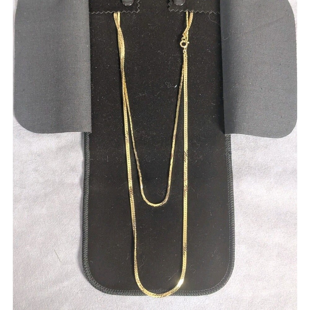 NWT House of Fabrini Cobra & Herringbone Style Necklaces, 2-Piece Set Gold Toned